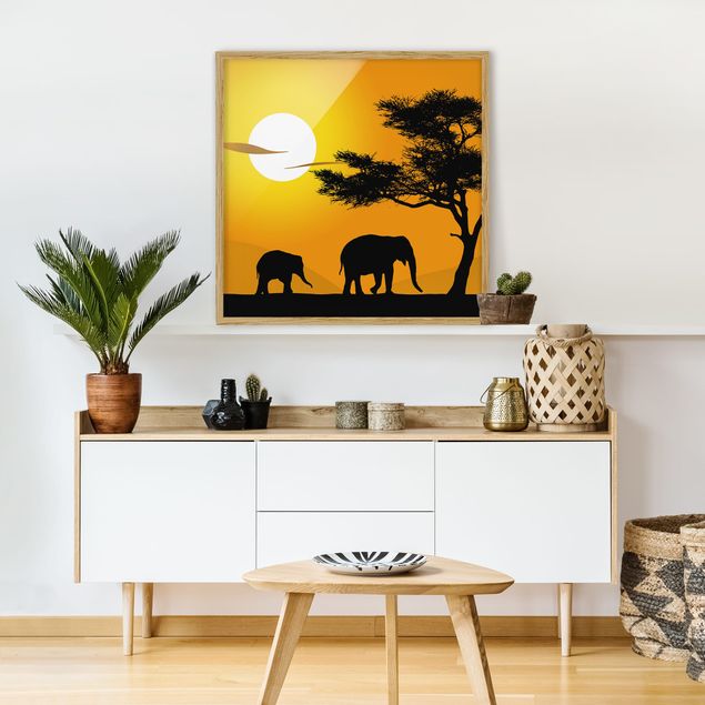Framed poster - African Elephant Walk
