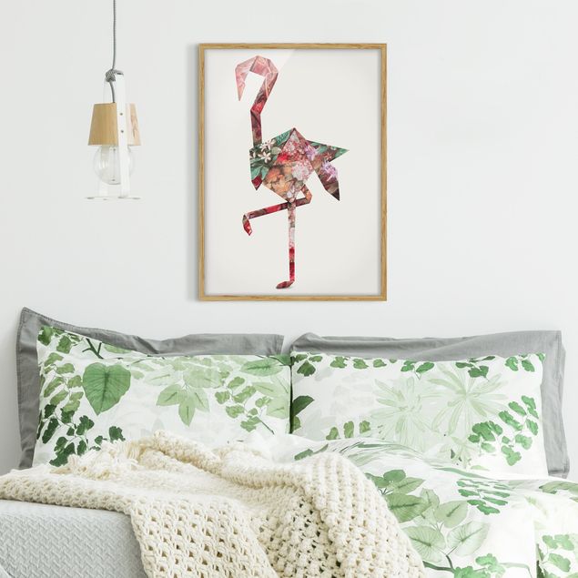 Framed poster - Origami Flamingo