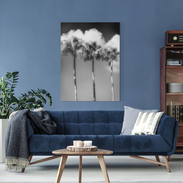 Print on canvas - Palm Trees Against The Sky Black And White