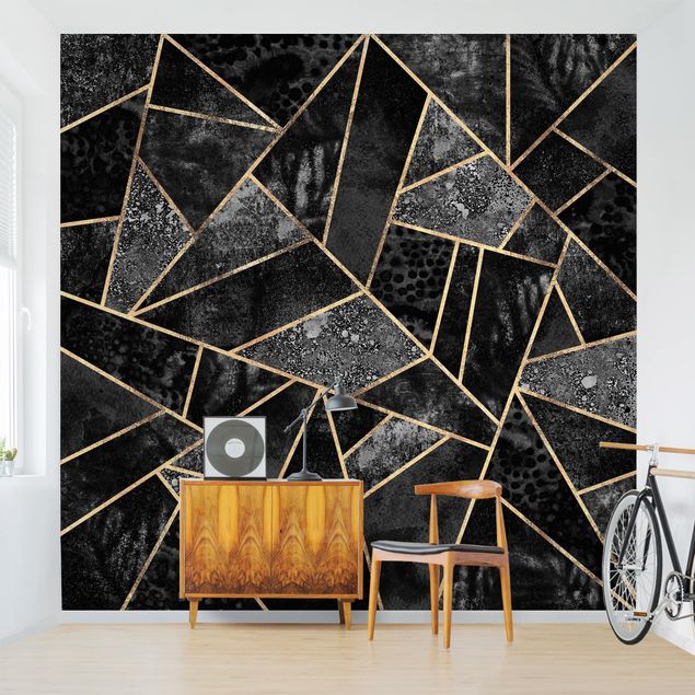 Wallpaper - Grey Triangles Gold