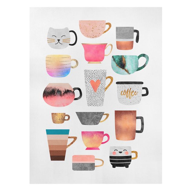 Canvas print - Colourful Mugs With Gold