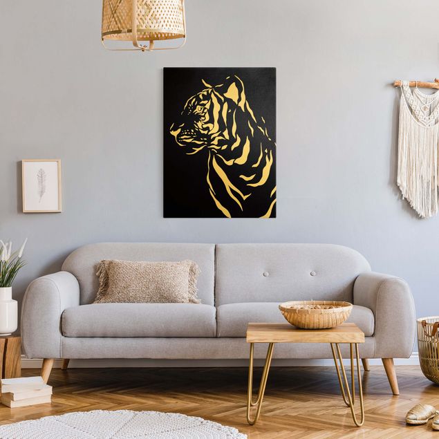 Canvas print gold - Safari Animals - Portrait Tiger Black