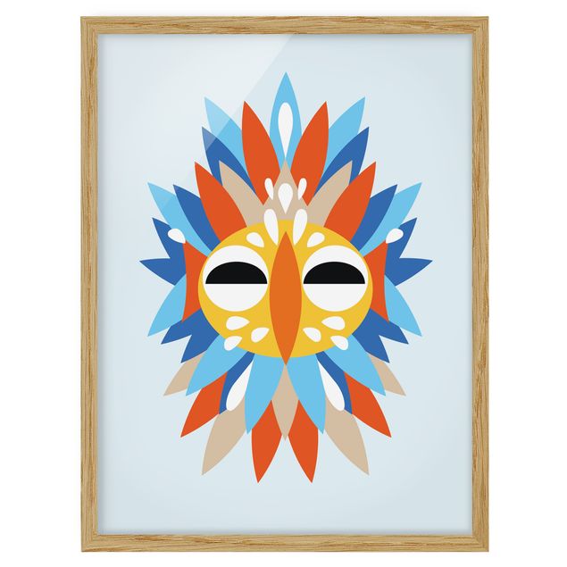 Framed poster - Collage Ethnic Mask - Parrot