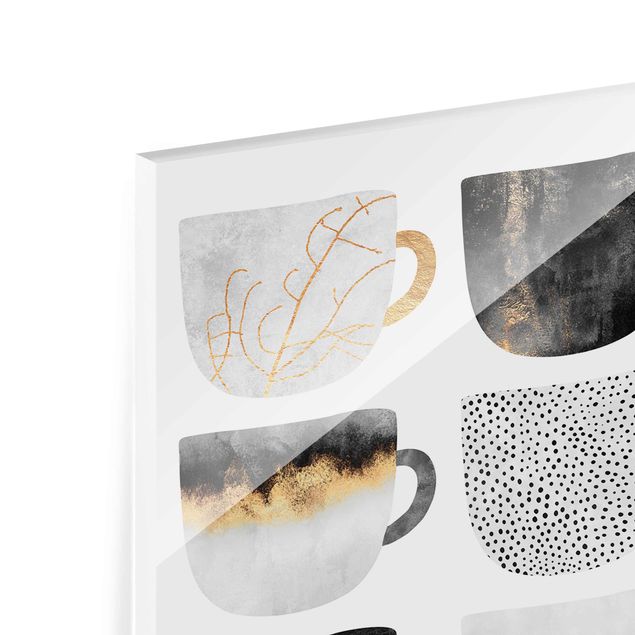 Glass print - Golden Mugs Black White