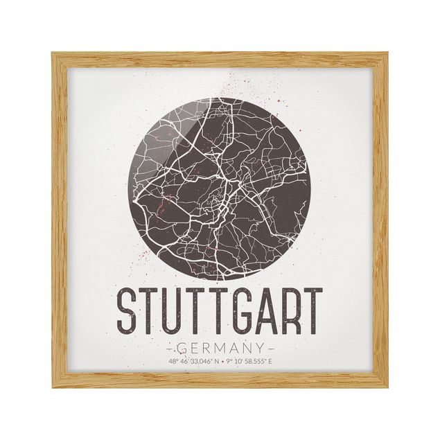 Framed poster - Stuttgart City Map - Retro