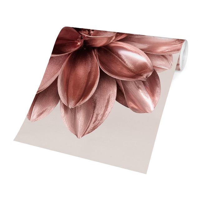 Wallpaper - Dahlia Flower Rosegold Metallic
