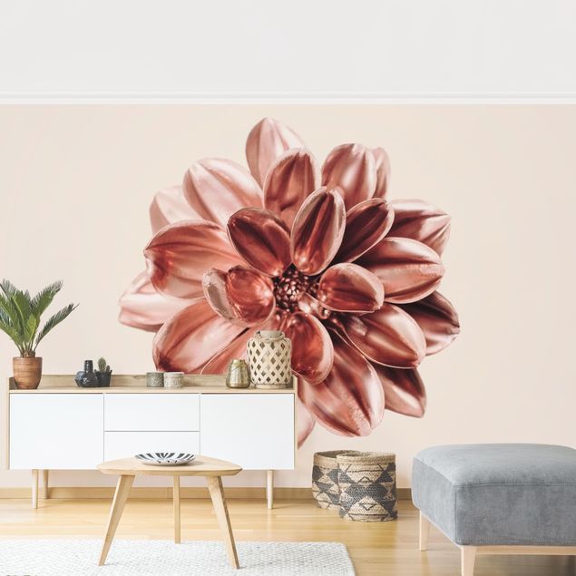 Wallpaper - Dahlia Pink Gold Metallic Pink