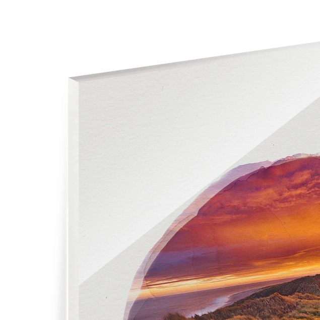 Glass print - WaterColours - Sunrise On The Beach On Sylt