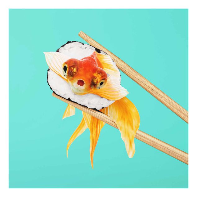 Glass print - Sushi With Goldfish