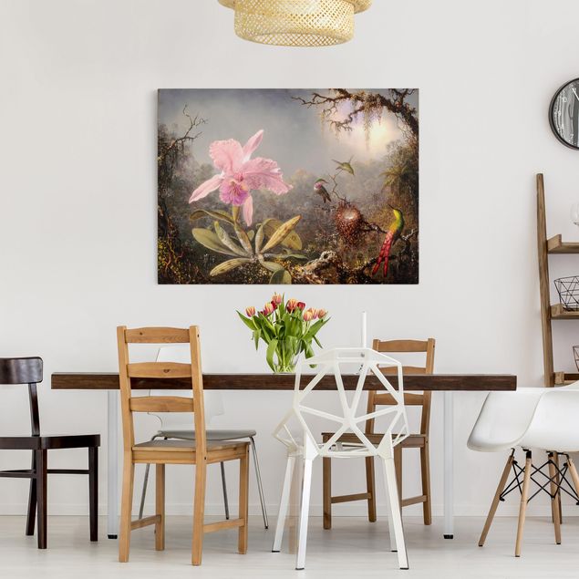 Print on canvas - Martin Johnson Heade - Orchid And Three Hummingbirds