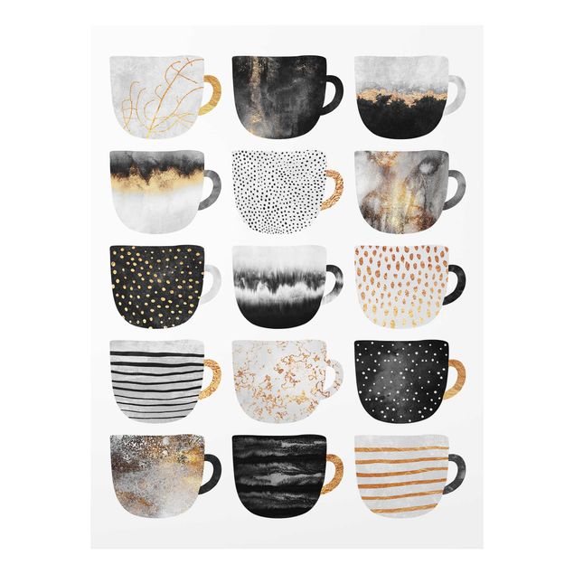 Glass print - Golden Mugs Black White
