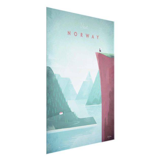 Glass print - Travel Poster - Norway