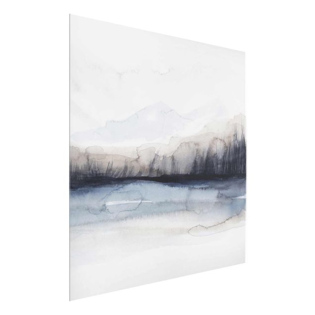 Glass print - Lakeside With Mountains I