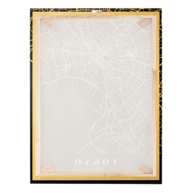 Canvas print gold - Tokyo City Map - Classic Black
