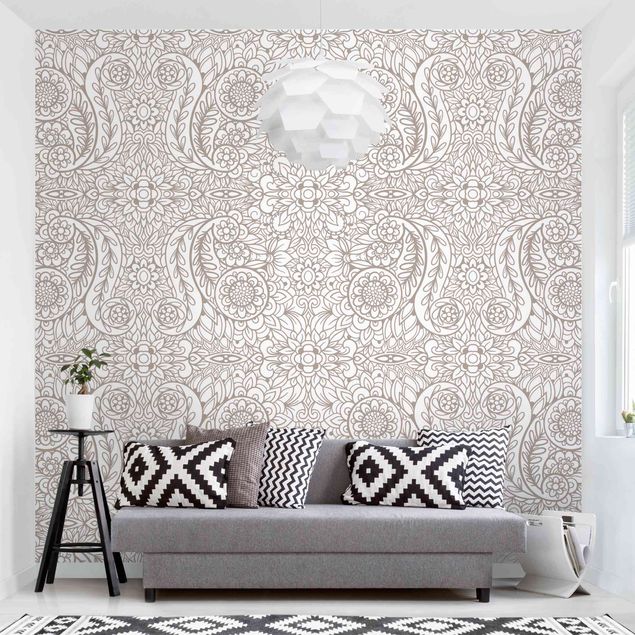 Walpaper - Detailed Art Nouveau Pattern In Gray Beige