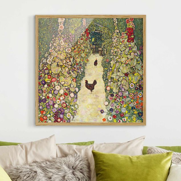Framed poster - Gustav Klimt - Garden Path with Hens