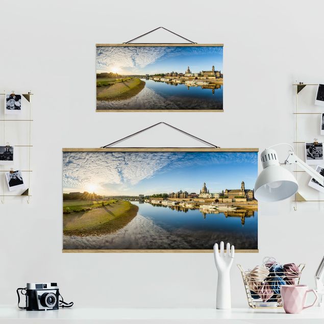 Fabric print with poster hangers - The White Fleet Of Dresden - Landscape format 2:1