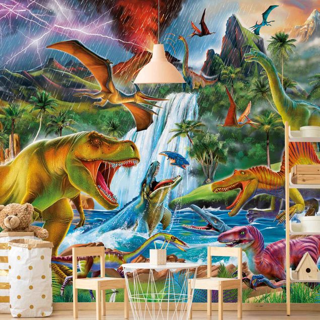 Wallpaper - Dinosaurs In A Prehistoric Storm