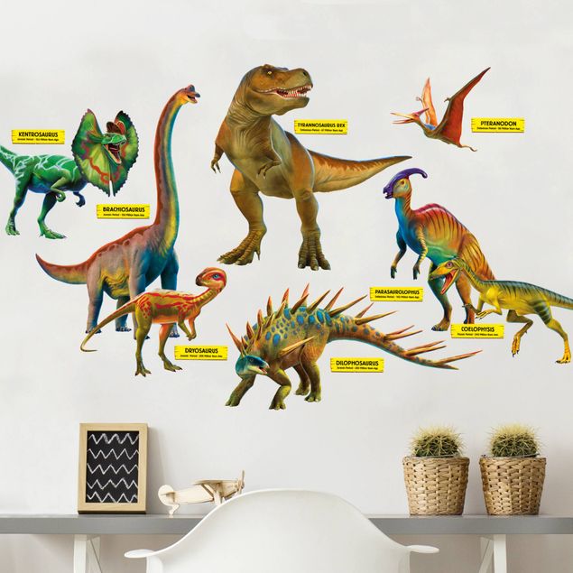 Dino wall stickers Dinosaur set with name badges
