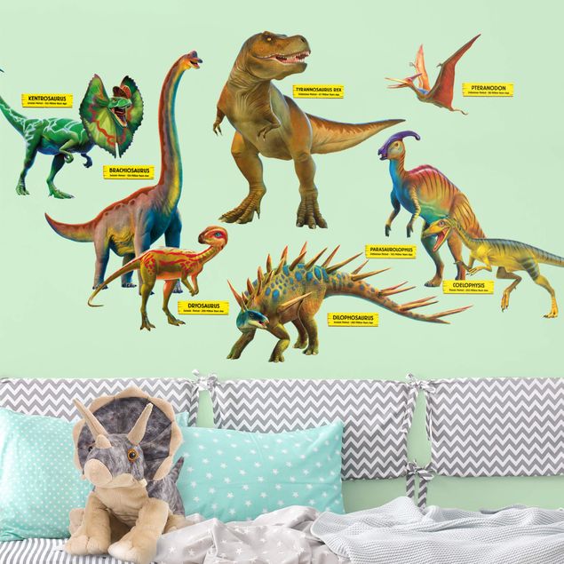 Animal print wall stickers Dinosaur set with name badges