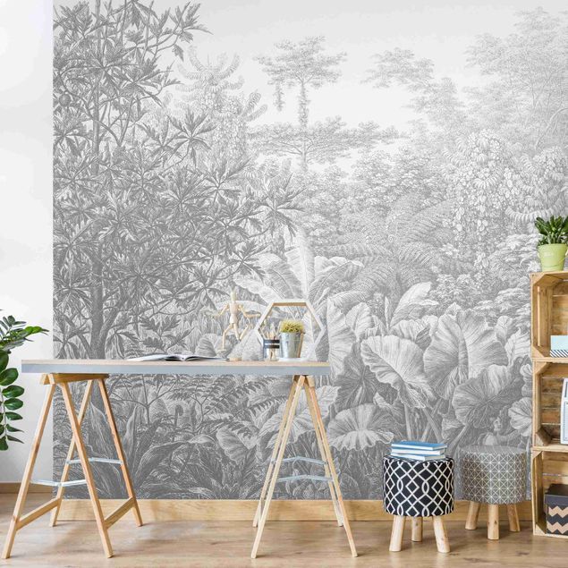 Wallpaper - Jungle Copperplate Engraving