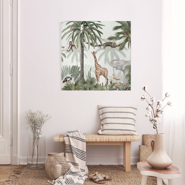 Print on canvas - Jungle kings in the mist - Square 1:1