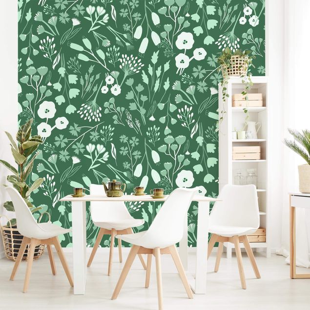 Wallpaper - Fragrant Field Of Flowers In Green