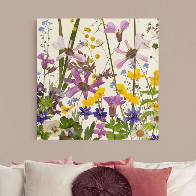 Natural canvas print - Fragrant Flower Meadow - Square 1:1