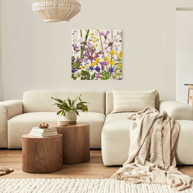 Natural canvas print - Fragrant Flower Meadow - Square 1:1