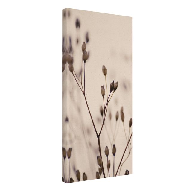 Natural canvas print - Dark Buds On Wild Flower Twig - Portrait format 1:2