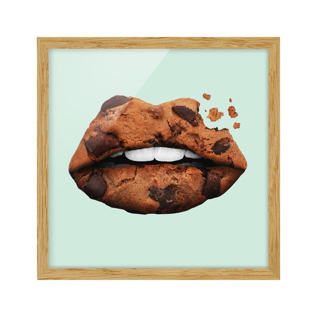 Framed poster - Lips With Biscuit