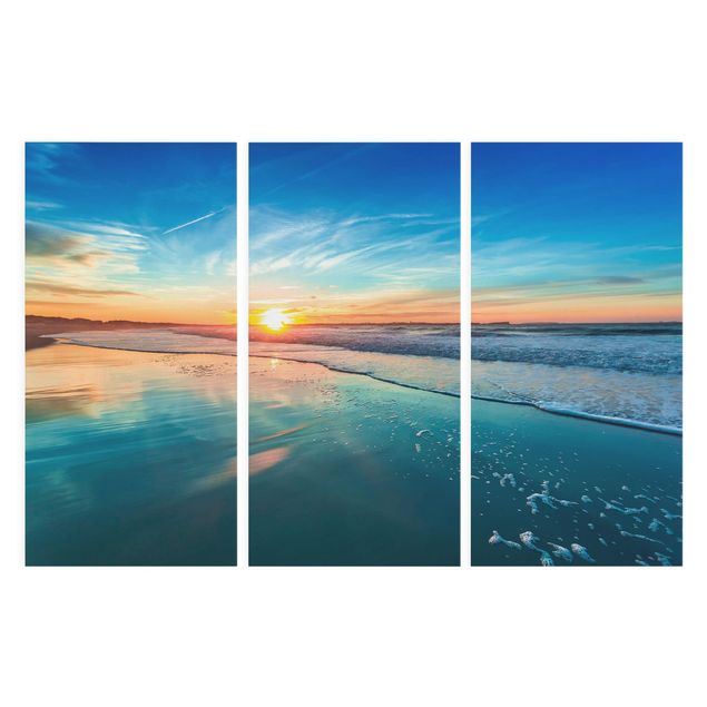 Print on canvas 3 parts - Romantic Sunset By The Sea