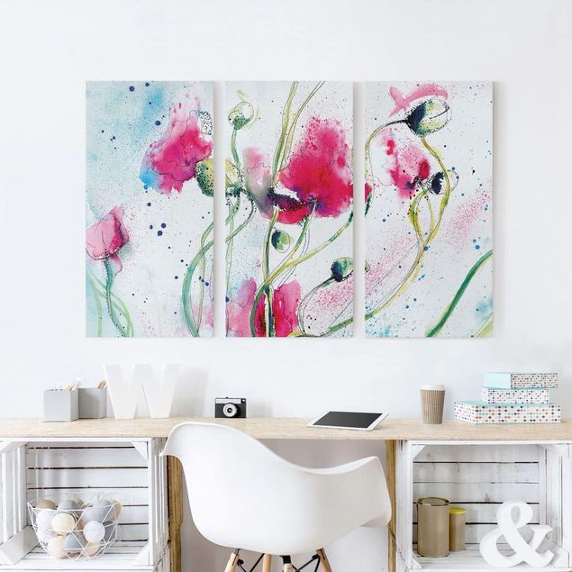 Print on canvas 3 parts - Painted Poppies