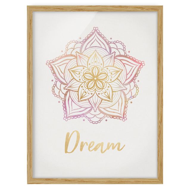 Framed poster - Mandala Illustration Dream Gold Rose