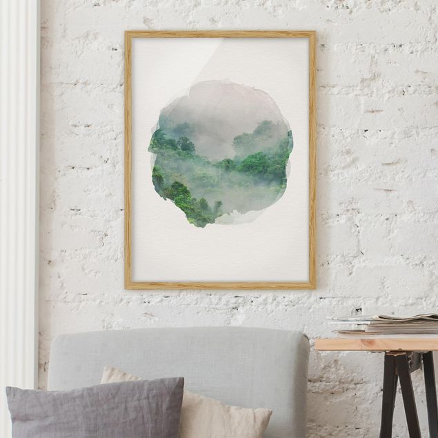 Framed poster - WaterColours - Jungle In The Mist