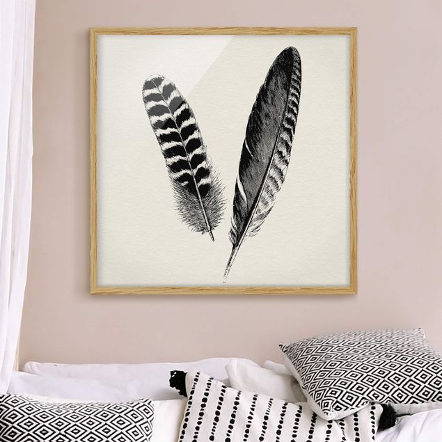 Framed poster - Two Feathers - Drawing