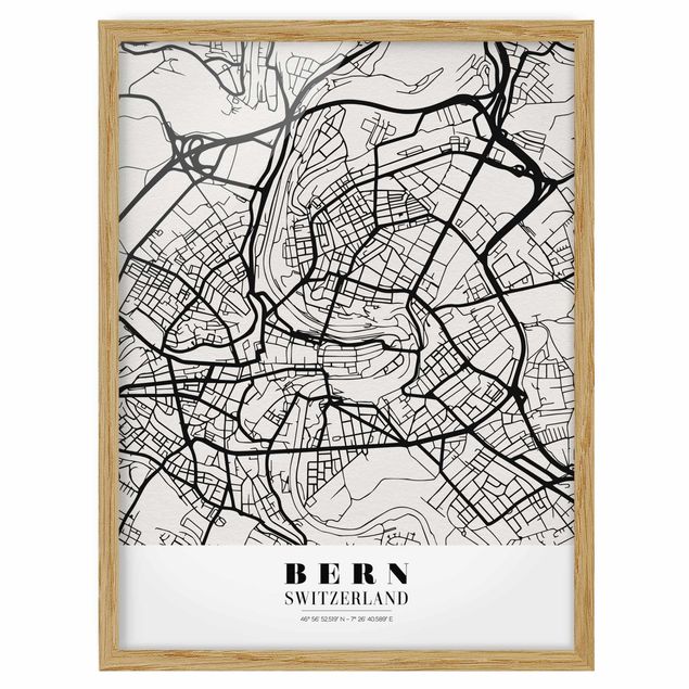 Framed poster - Bern City Map - Classical