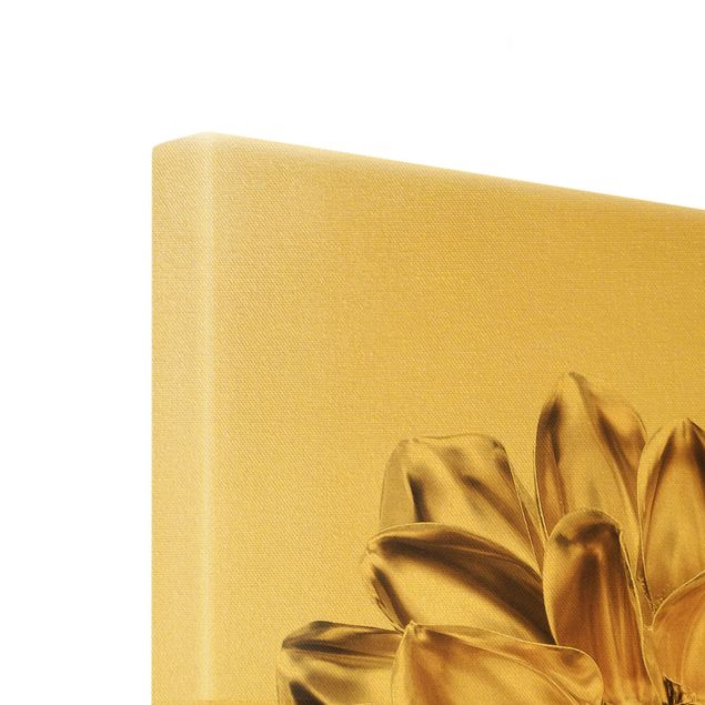 Canvas print gold - Dahlia Flower Gold Metallic