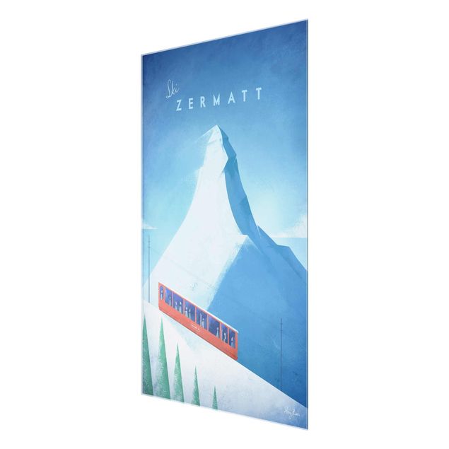 Glass print - Travel Poster - Zermatt