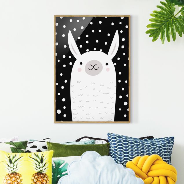 Framed poster - Zoo With Patterns - Lama