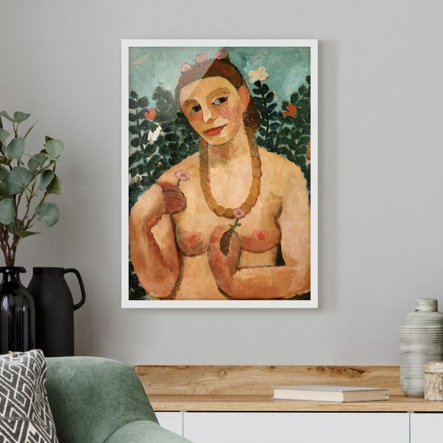 Framed poster - Paula Modersohn-Becker - Self Portrait with Amber Necklace