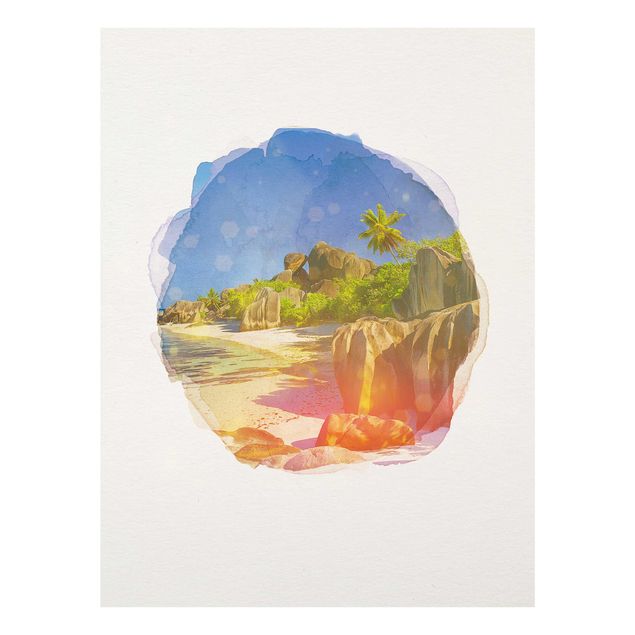 Glass print - WaterColours - Dream Beach Seychelles