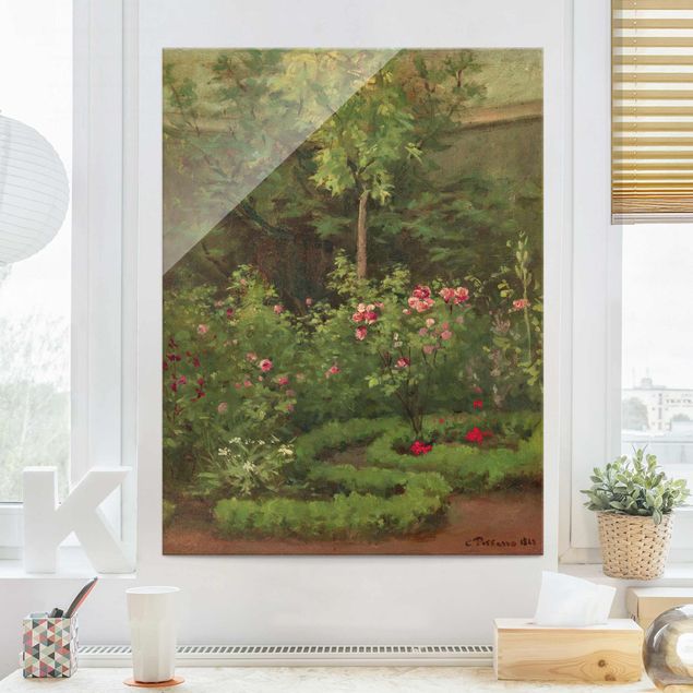 Glass print - Camille Pissarro - A Rose Garden