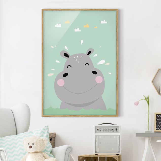 Framed poster - The Happiest Hippo