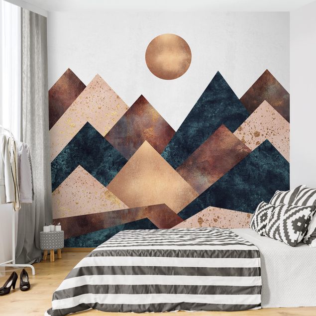 Wallpapers Geometric Mountains Bronze