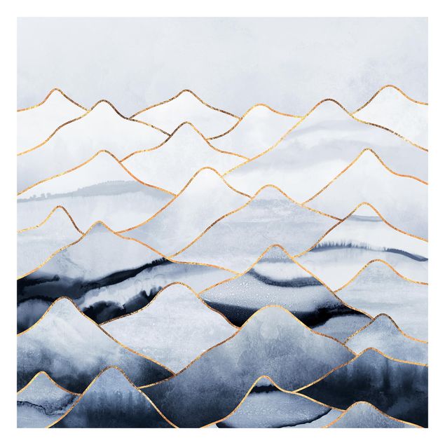 Wallpaper - Watercolour Mountains White Gold