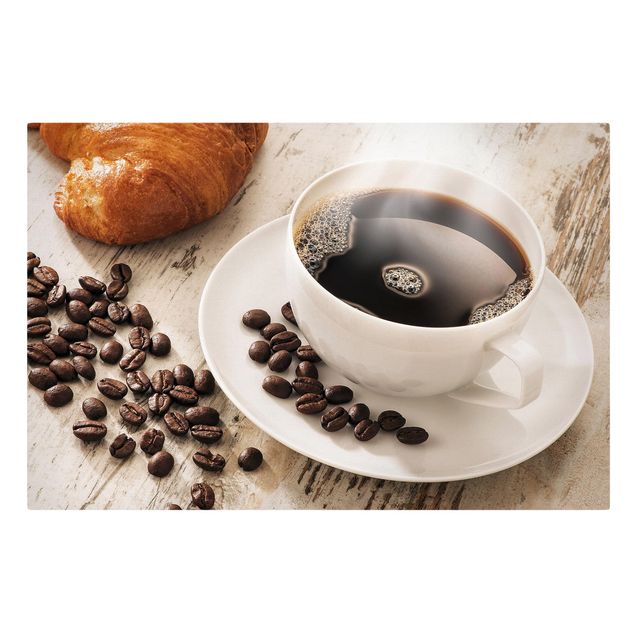 Print on canvas - Steaming coffee cup with coffee beans