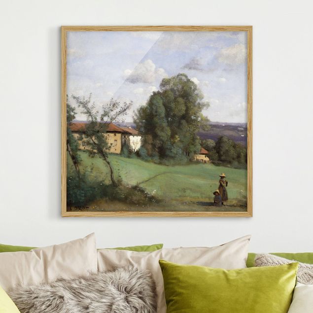 Framed poster - Jean-Baptiste Camille Corot - A Farm in Dardagny