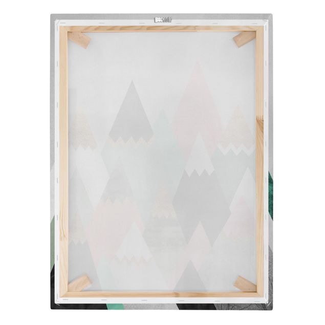 Canvas print - Triangular Mountains With Gold Tips