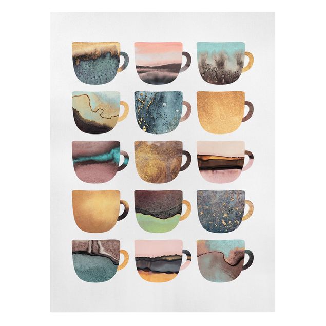 Canvas print - Colourful Coffee Mugs With Gold